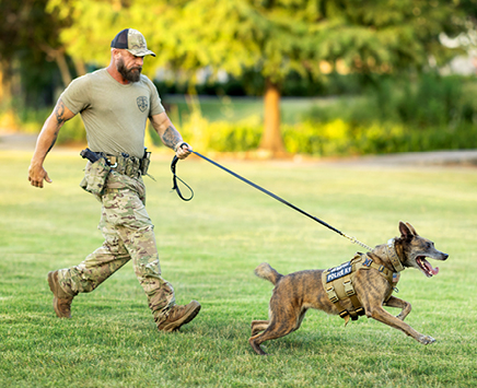 Birmingham Police Officer running with a K-9